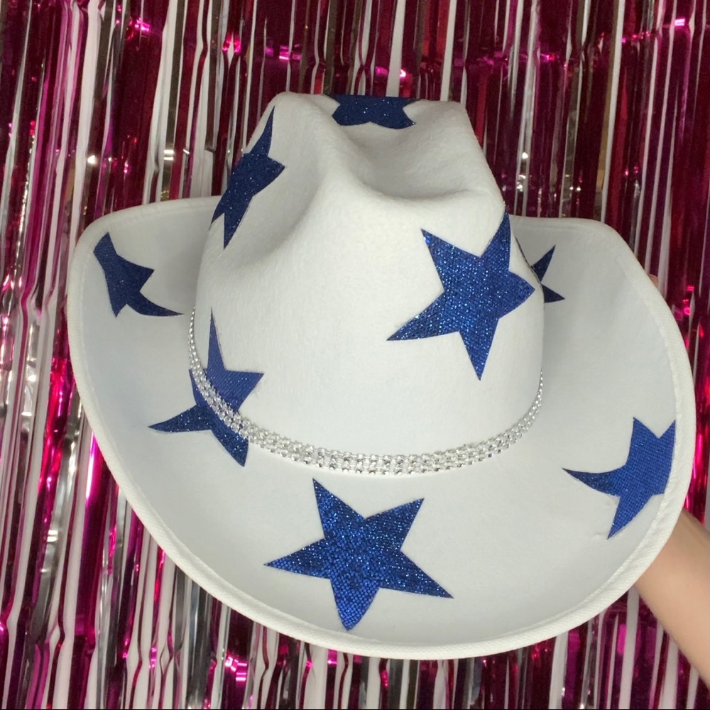 Blue glitter star cowboy hat